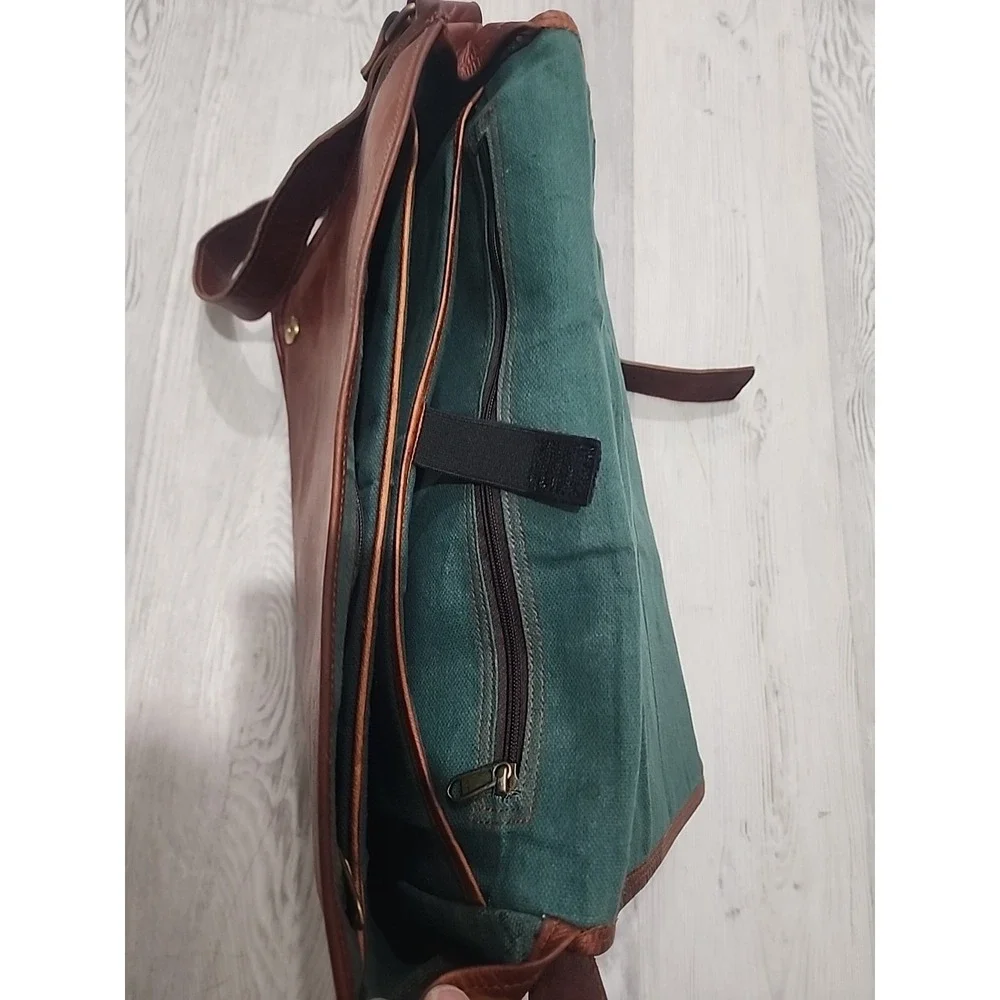 Cognac Brown Leather Portfolio/Laptop Bag Hand Made High Quality With Strap